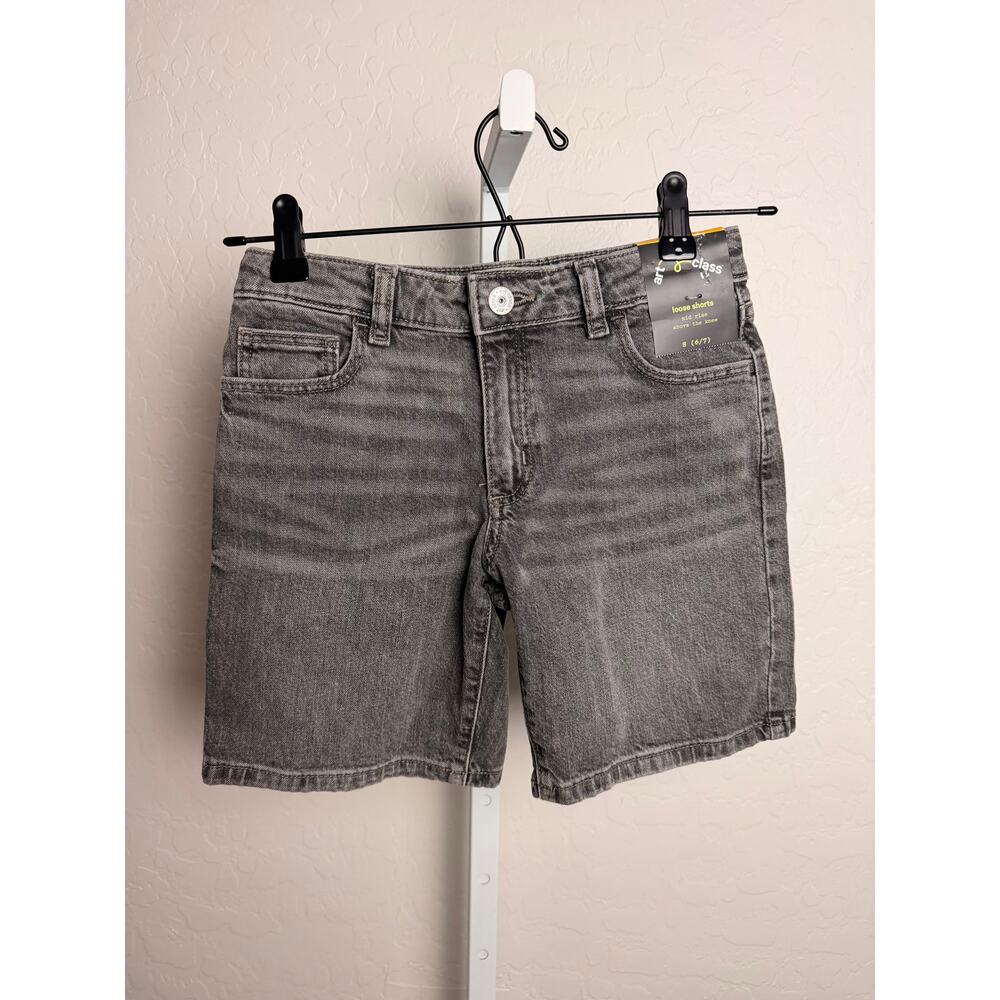 NWT Art Class Gray Loose Fit Denim Shorts Boys Size S 6/7 Adjustable Waist